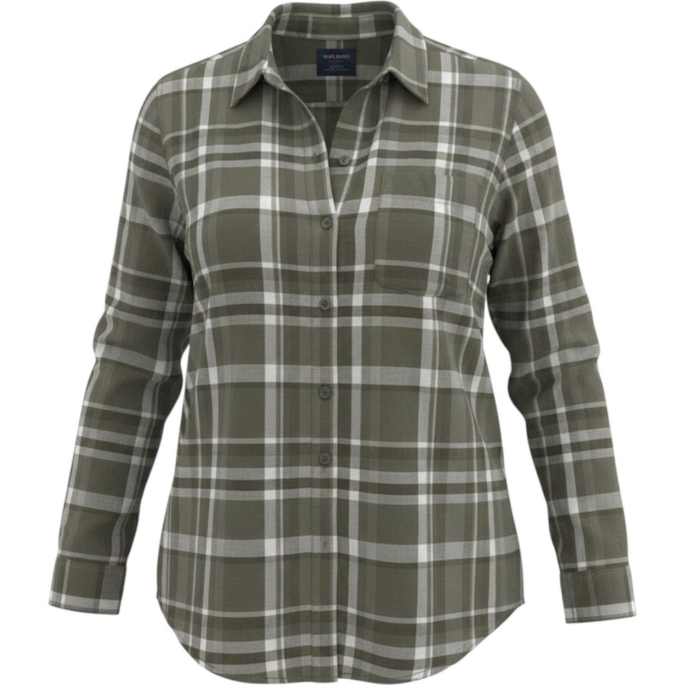 Eddie Bauer Shirt Womens 2XL Green Plaid Lightweight Cottonโ Outdoor Country